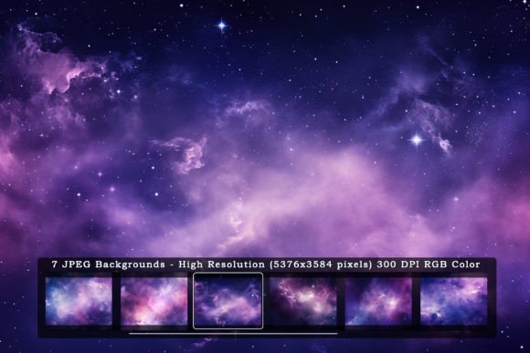 7 Purple Galaxy Sky Textures: A Cosmic Background Set