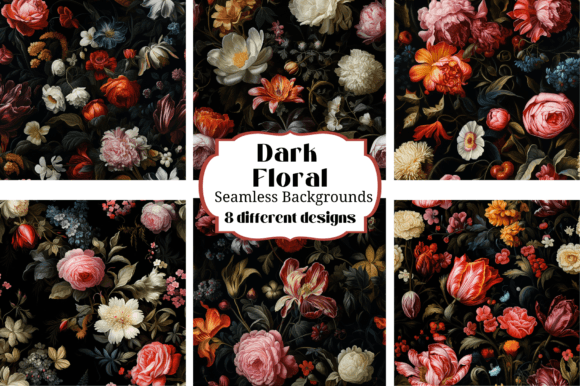 Dark Ornate Floral Seamless Backgrounds for Rich Designs