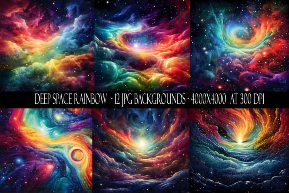 Deep Space Rainbow Backgrounds for Vibrant Designs