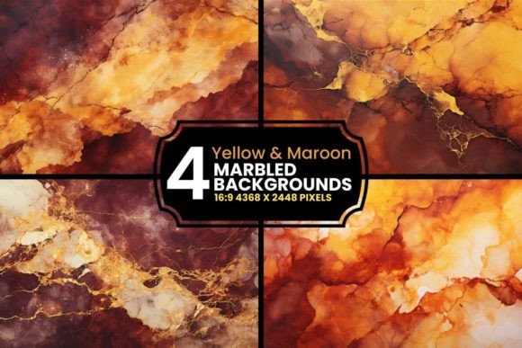 Elevate Your Projects with Yellow Maroon Fall Marble Backgrounds