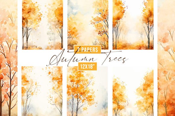 Embrace the Season: Watercolor Autumn Trees Backgrounds for Creative Projects