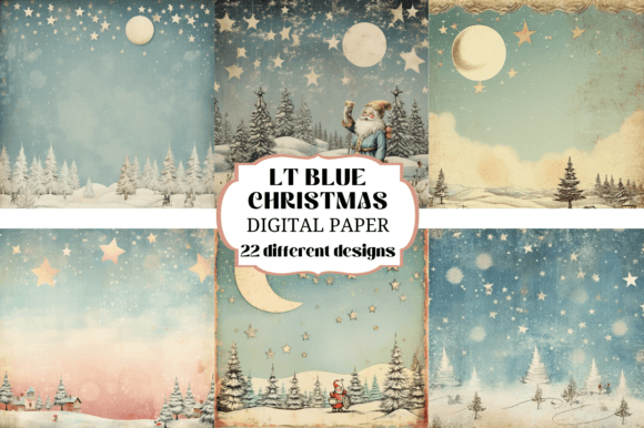 Light Blue Shabby Christmas Backgrounds for Festive Crafts
