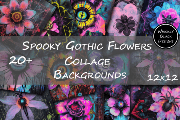 Neon Gothic Flowers: Dark & Digital Collage Art