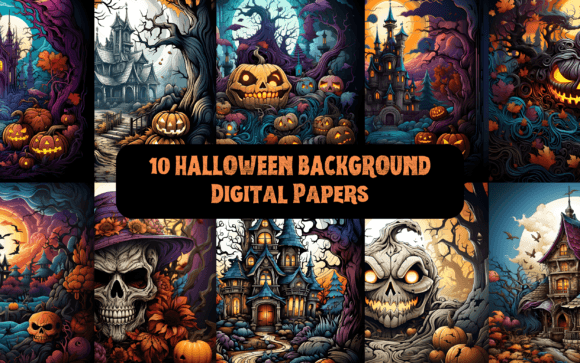 Unleash Spooky Creativity with 10 Halloween Backgrounds Digital Papers