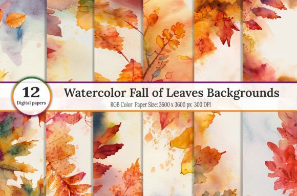 Watercolor Fall of Leaves Backgrounds: Your Autumn Design Toolkit