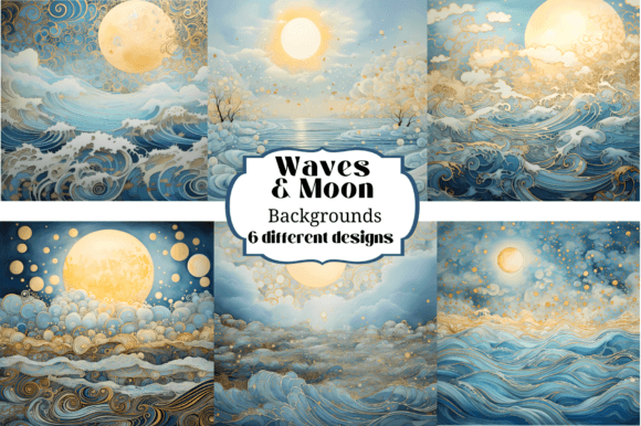 Waves Suns Moons Dreamy Backgrounds for Your Projects